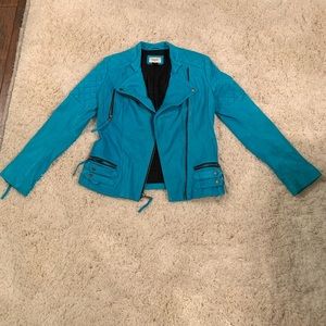 NEIMAN MARCUS AQUA LEATHER JACKET